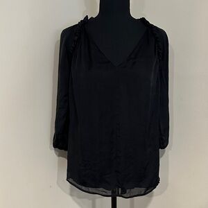 *HUGO BOSS* Black Sheer 3/4 Sleeve Blouse Top Size 8